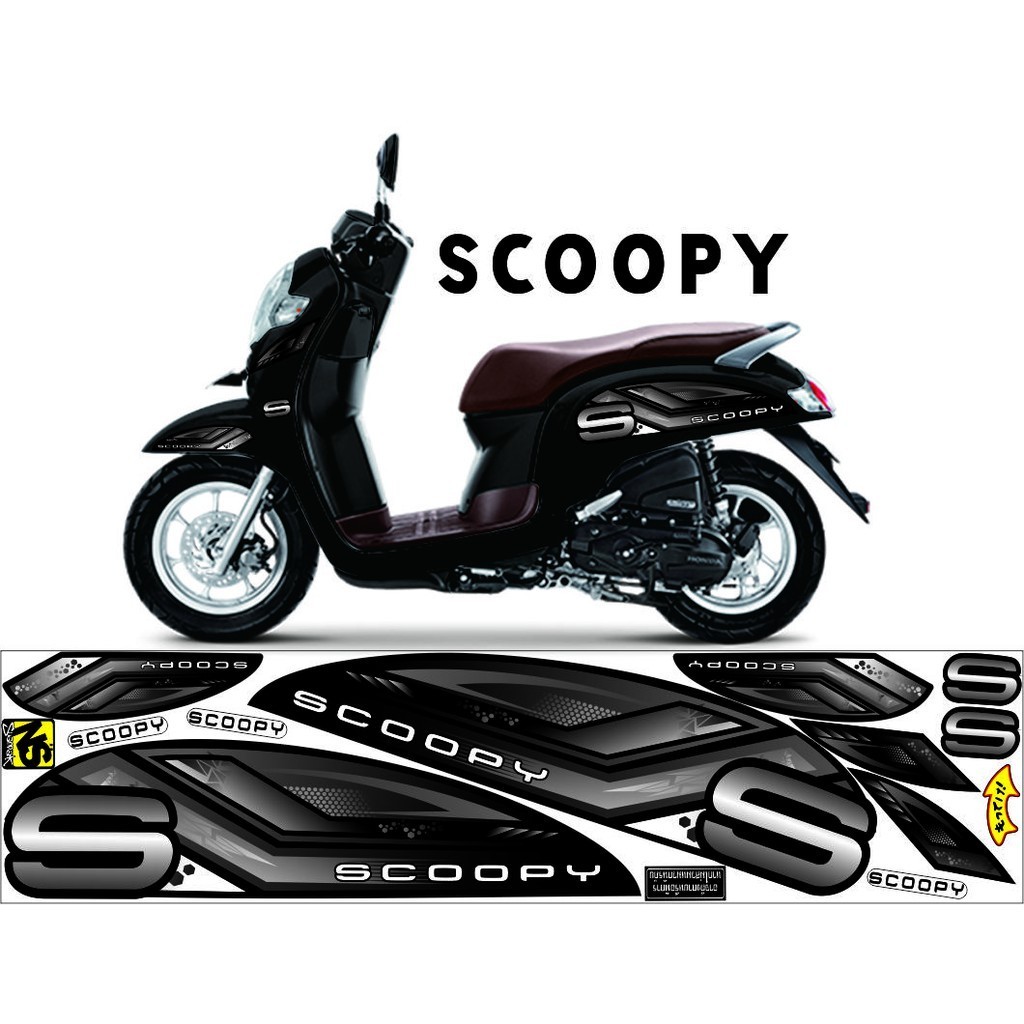 STRIPING ALL NEW SCOOPY  VARIASI HITAM ABU STICKER SIMPLE LIS SCOOPY