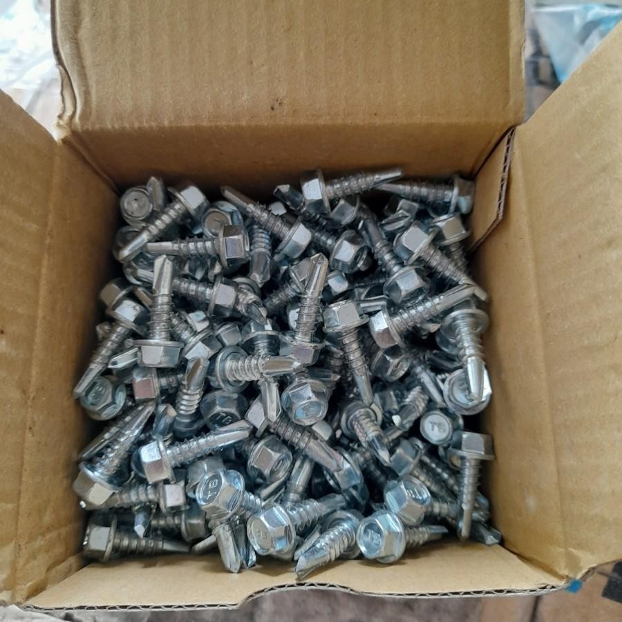 Sekrup Baja Ringan Kepala Flange / Topi Ukuran 10x19 Galvaniz