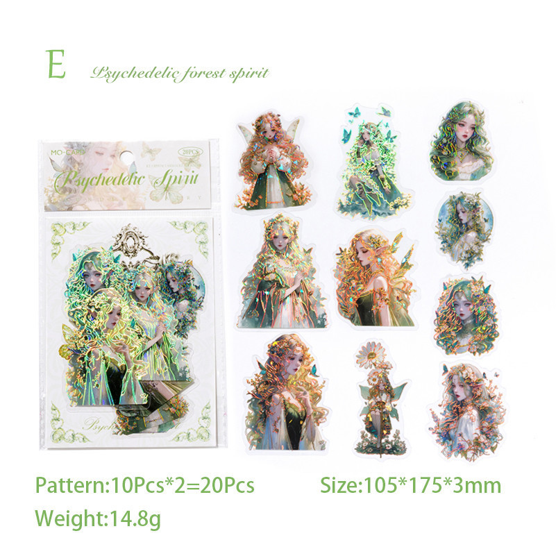 

20pcs/pack Stickers Fairy Girl Laser Gold Stickers Y Scrapbooking Collage Decor Junk Journal Supplies Aesthetics Stickers