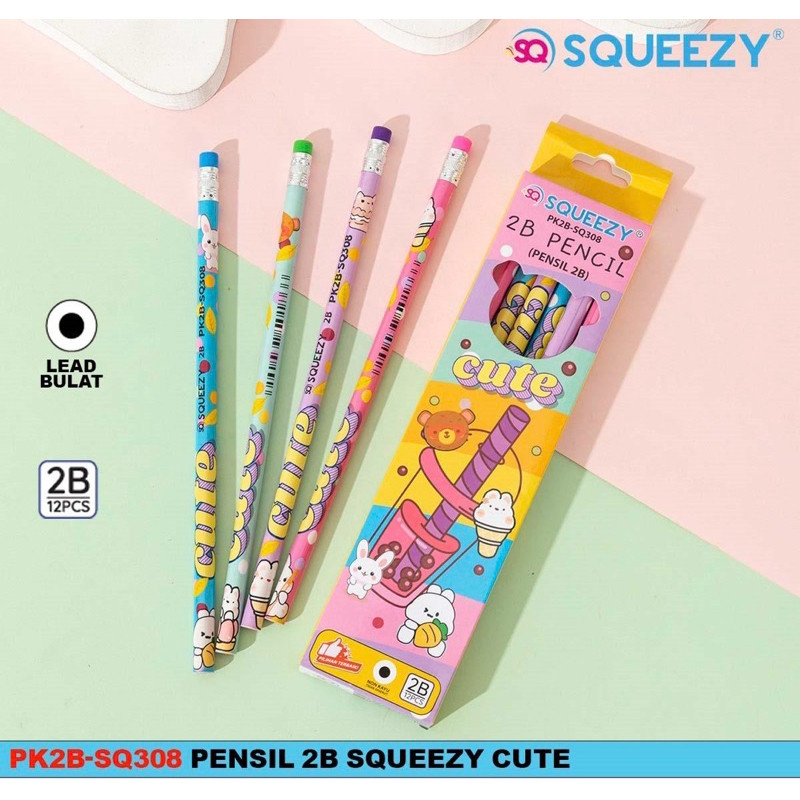 

SQUEEZY Pensil 2B | Pencil Alat Tulis For Computer @12pcs