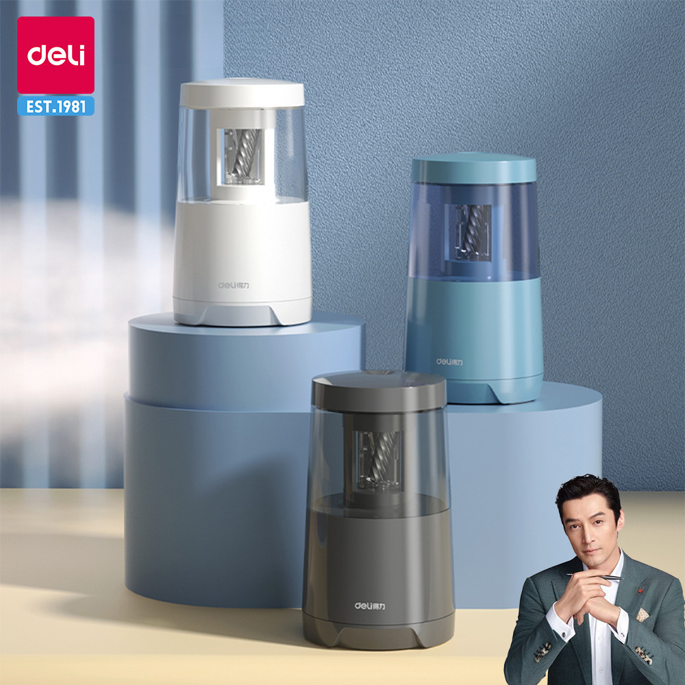 

Deli Electric Pencil Sharpener Multi-Pen Dual Power Safety Protection Alloy Steel Roller Blade Pencil Sharpener School Supplies