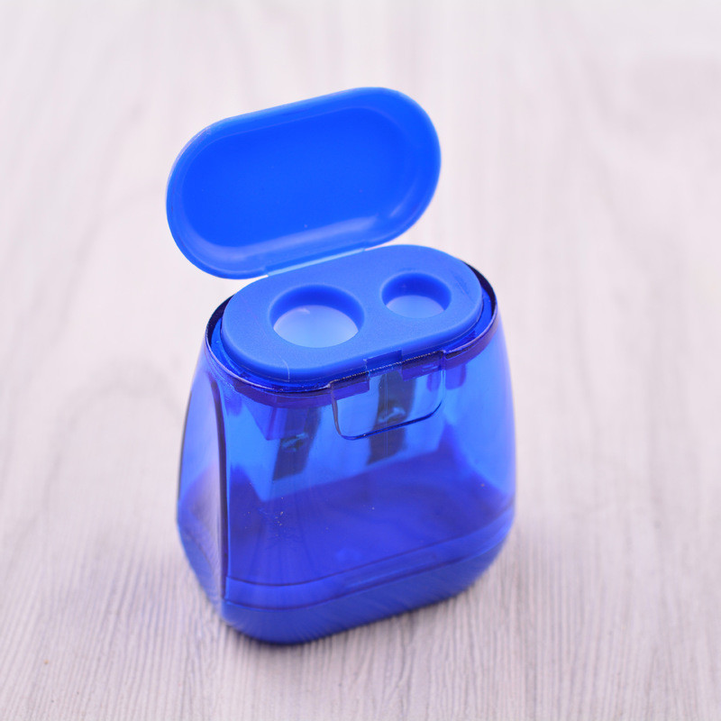 

4 Pcs Plastic Transparent Sharpeners Mini Pencil Sharpener Manual Double Hole Light Color Pencil Sharpener School Kid Stationery