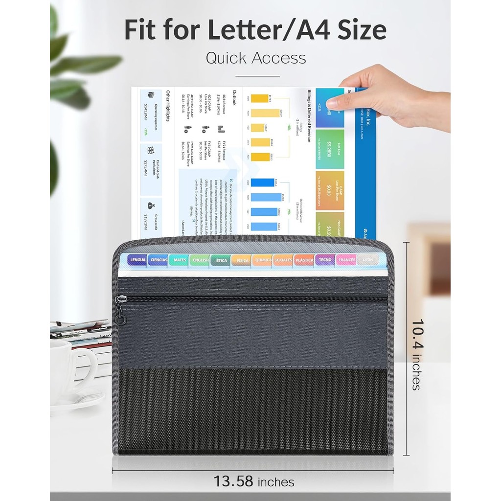 

Kobest Expanding File Organizer 13 Pocket Accordion A4 Document Ziper Folder Bag Hot Style