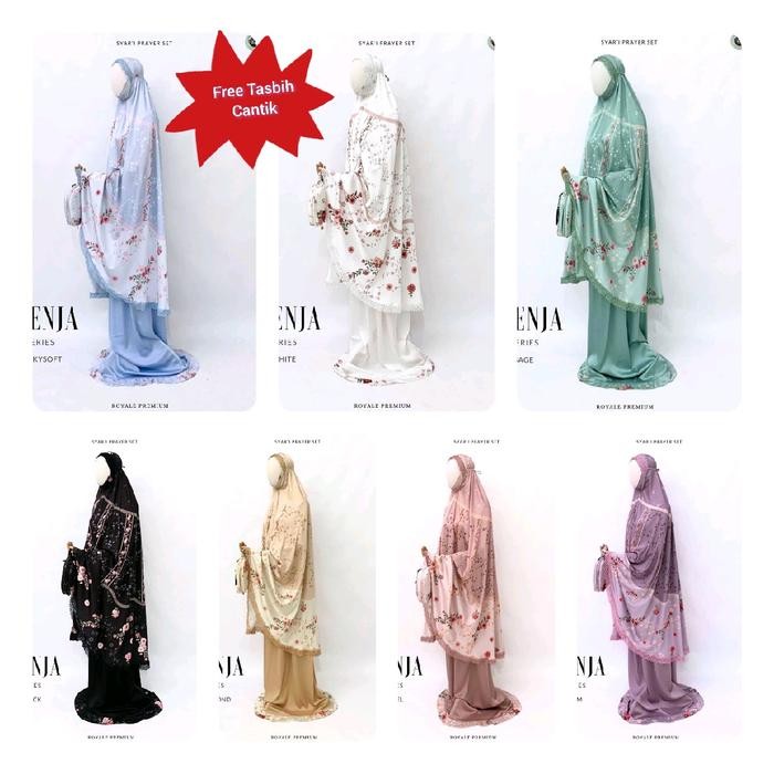 Mukena Silk motif Bunga Jumbo Royale Premium Mewah Printing Renda Dewasa Sajadah Panjang  Lembut Nya
