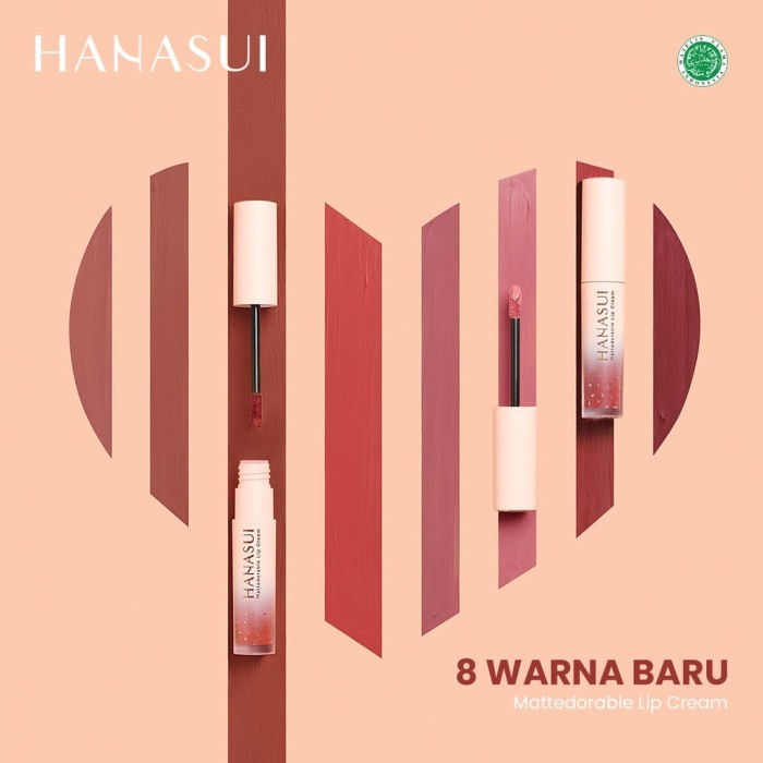 1 Box Isi 12Pcs (Bisa Pilih Warna) Hanasui Mattedorable Lip Cream Lipstik Cair Tersedia 16 Warna Ori