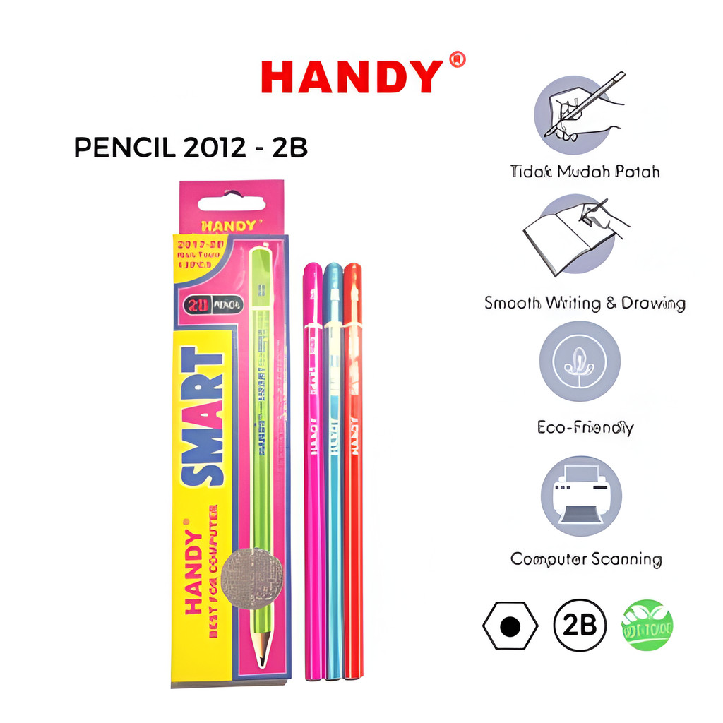 

Pencil Pensil Handy H-2012 2B 1 Box 12 Pcs - Pensil 2B Handy H-2012