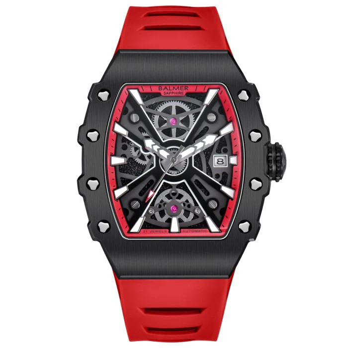 Promo Original Balmer B-8836MA Jam Tangan Pria AUTOMATIC 8836 RM Silicone Sapphire Merah Garansi Res