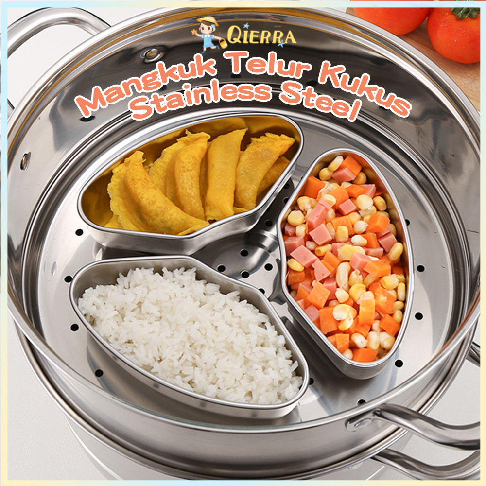 Qierra Mangkok Kotak Kukus Panci Wadah Kukus Makanan Stainless