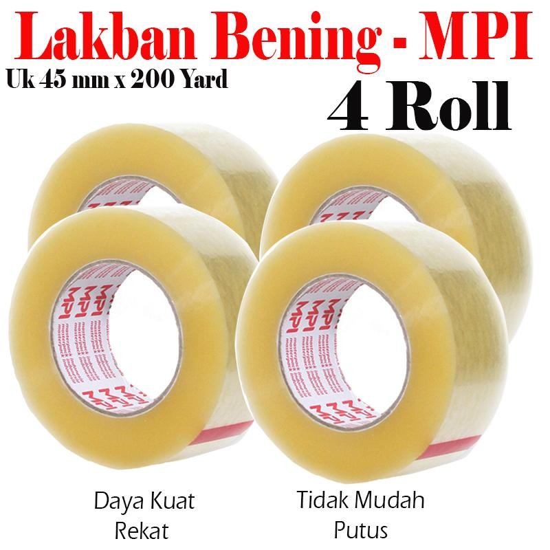 

[ 4 PCS ] Lakban Bening uk 45 mm x 200 Yard - Lakban Packing - MPI