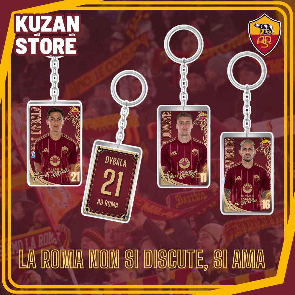 Ganci AS Roma 24/25 / Gantungan Kunci Akrilik Pemain AS Roma / Ganci Bola (Dybala, Dovbyk, Soule, El