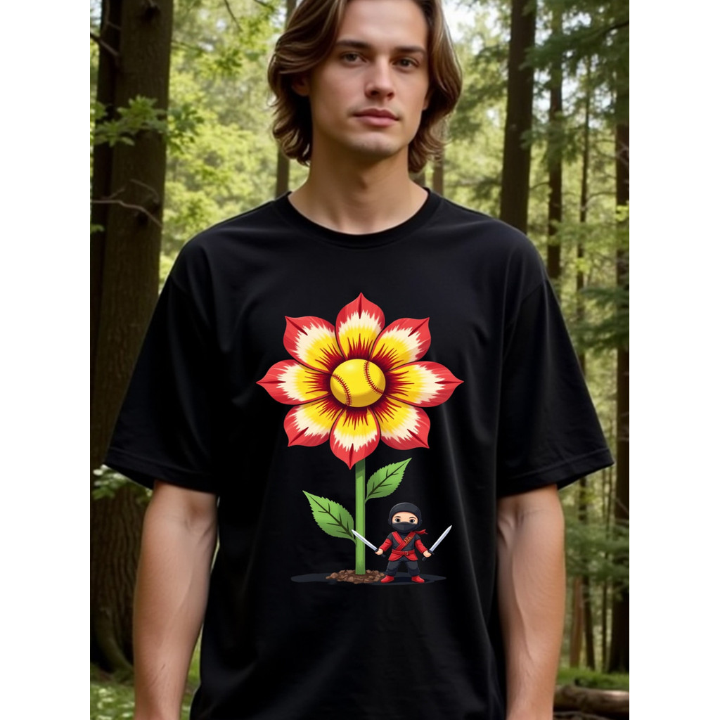 Kaos Pria Putih Desain Ninja dan Bola Bahan Nyaman Cocok Untuk Olahraga dan Sehari-hari Bisa Dicuci 
