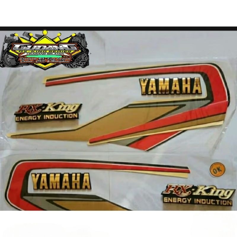 STRIPING RX KING COBRA TAHUN 1992 SET EMBLEM TANGKI DAN COVER AKI TINGGAL PASANG