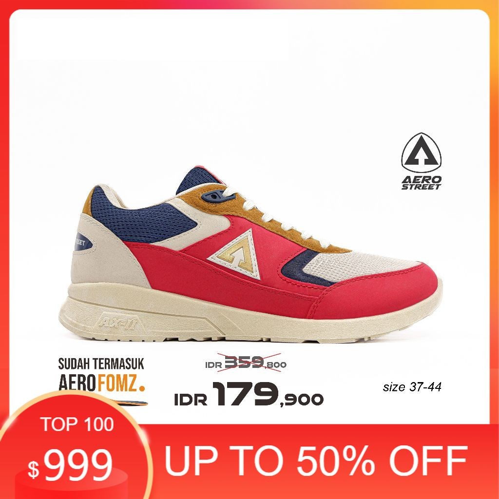 Aerostreet 37-44 Osaka Krem Merah Navy - Sepatu Sneakers Sport