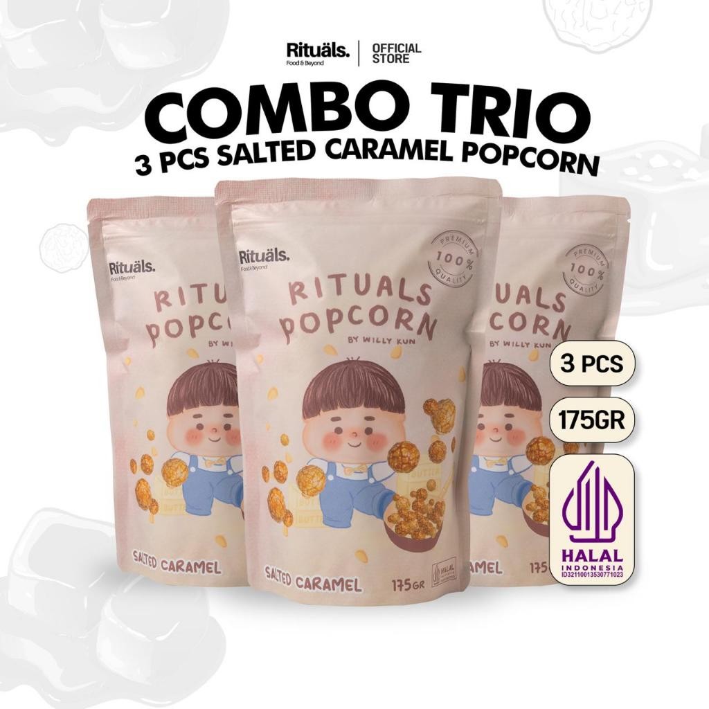 

Rituals Food [Combo Trio] 3 Bungkus Salted Caramel Popcorn 175gr Ukuran Large - Snack Jagung Cemilan Crispy