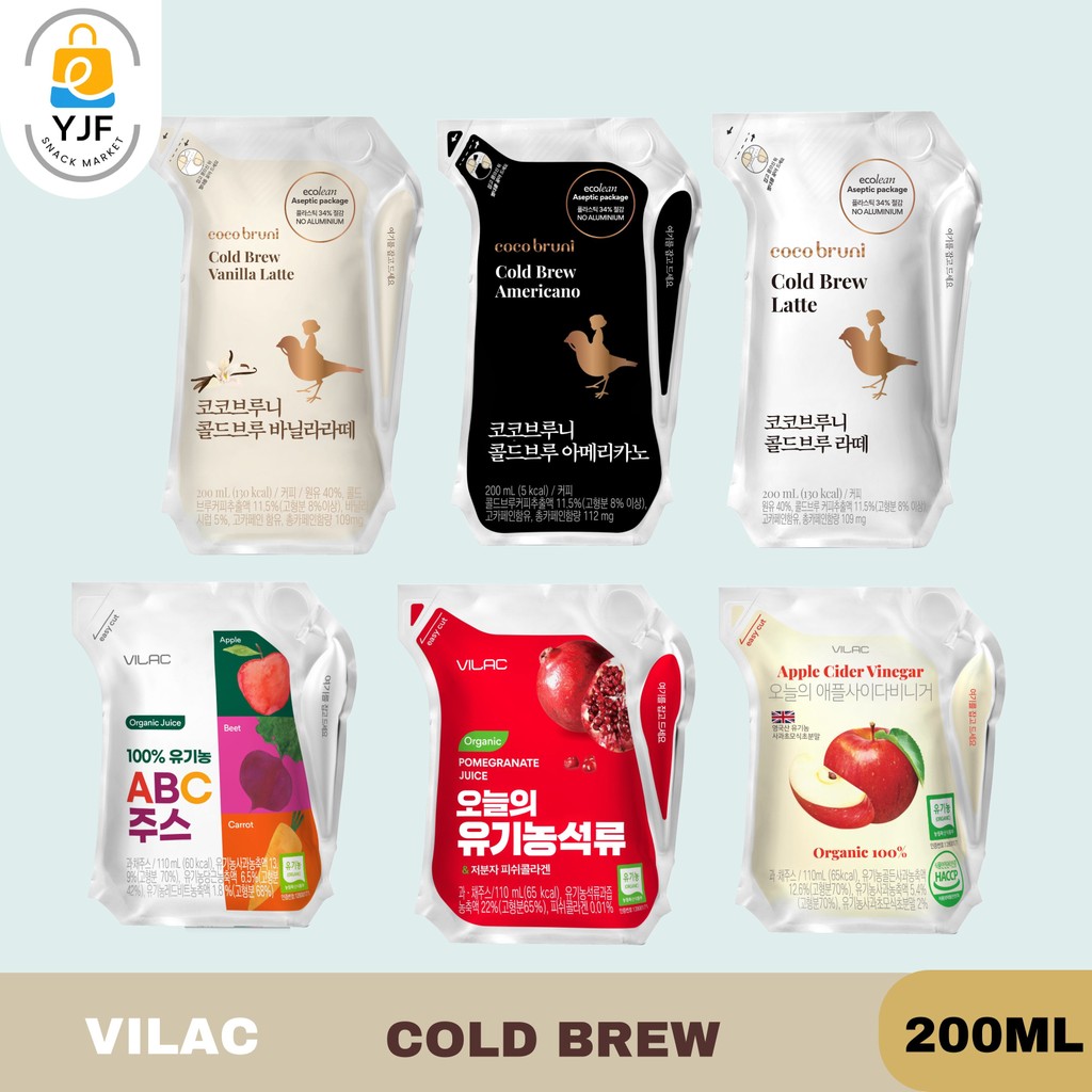

Vilac Cold Brew 200ml / Coffe Latte / Vanilla Latte / Coffe Americano / Organic ABC Juice / Pomegranate Juice / Apple Cider Vinegar / Minuman Import