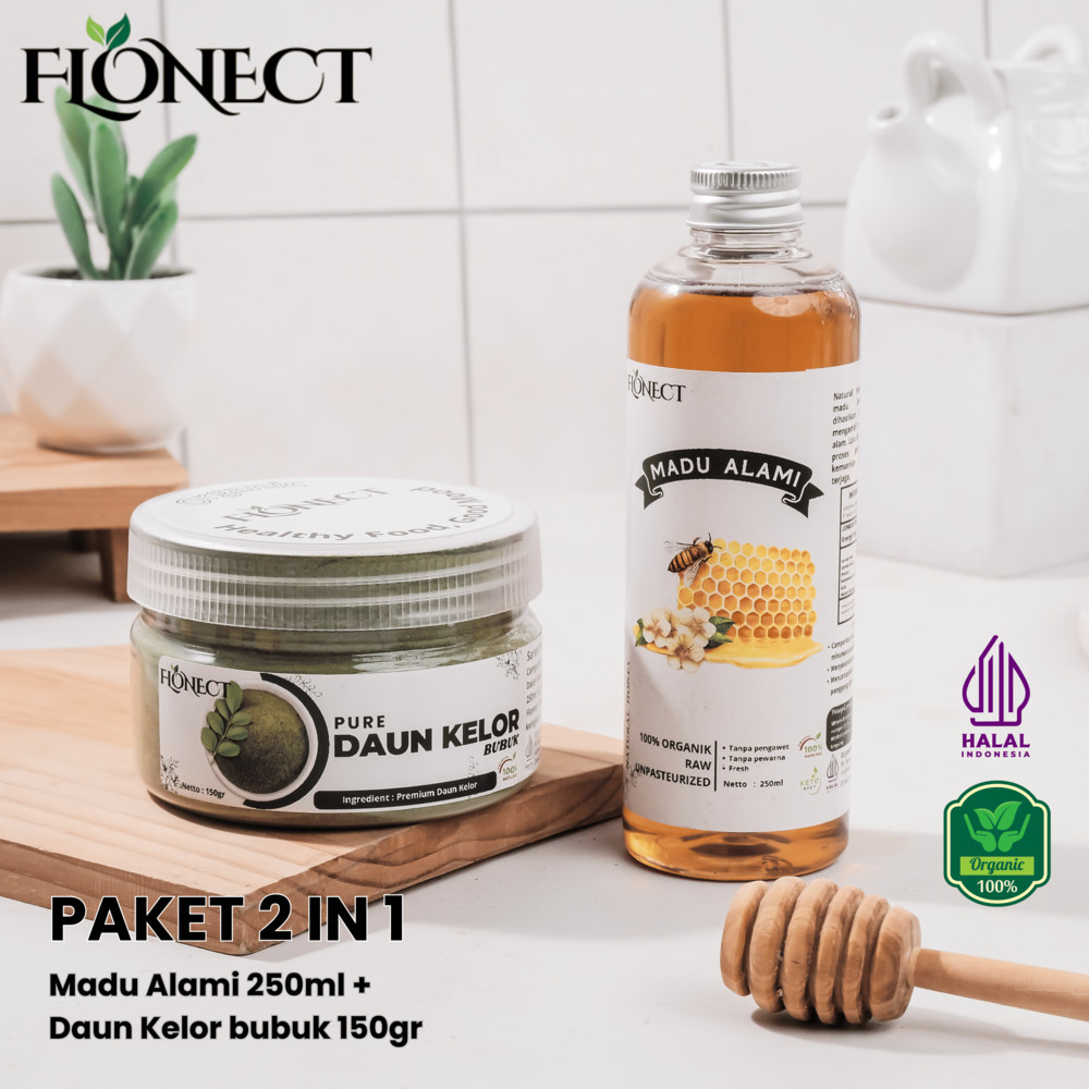 

Paket Kolesterol 2 in 1 Daun Kelor bubuk 150gr dan Madu Alami 250ml