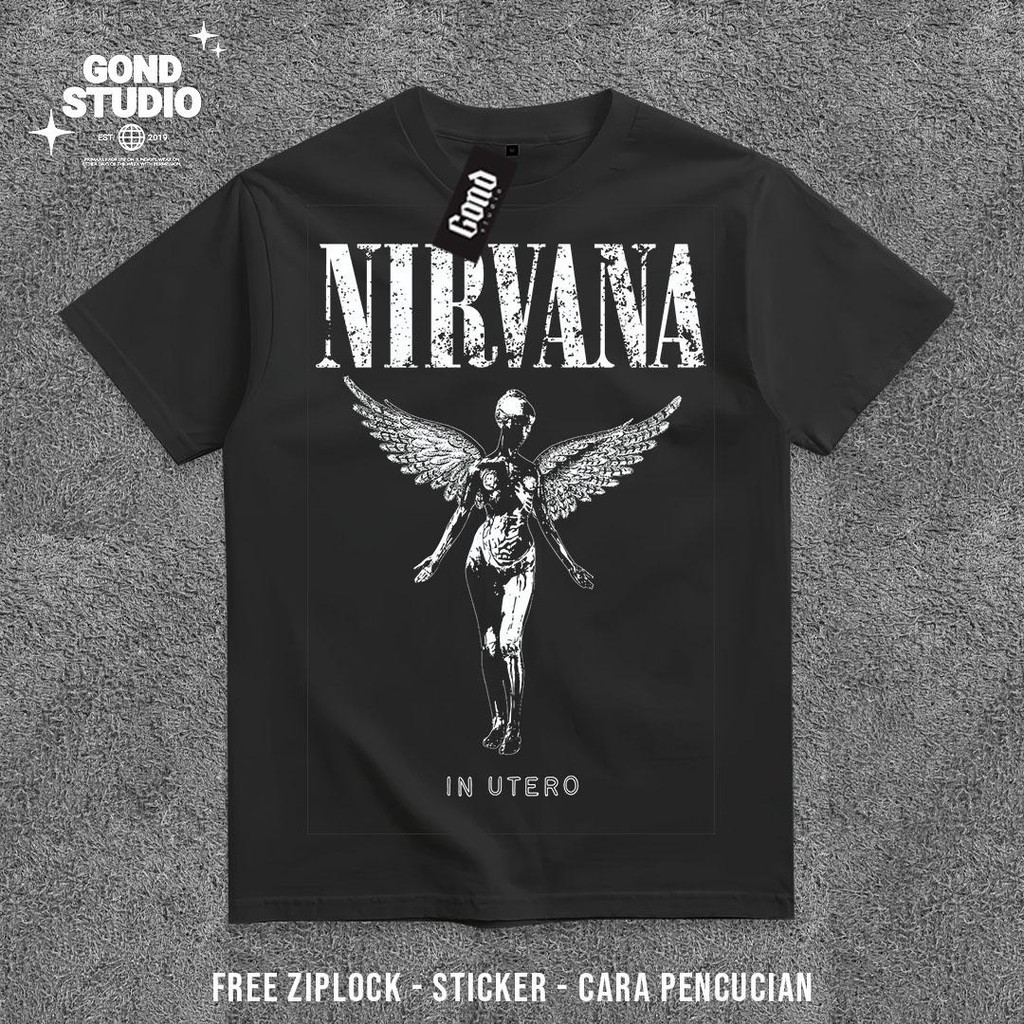 GONDSTUDIO - Kaos Custom NIRVANA  Band Pria Cotton Combed 24s Nyaman Printing Baju Pria Katun Keren 