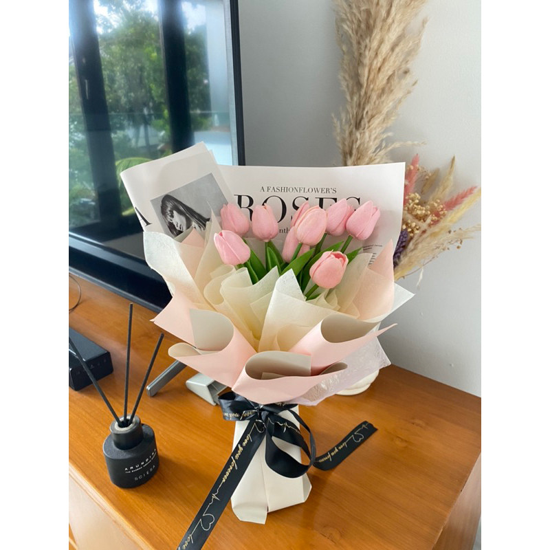 [READY, CUSTOME] BOUQUET TULIP ARTIFICIAL / BUNGA TULIP / AESTHETIC / BUKET BUNGA