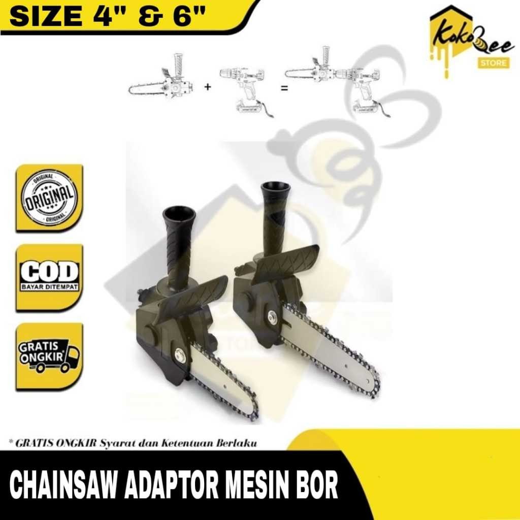 CYKAT Chainsaw Adaptor Mesin Bor 4" 6" - Adapter Konverter Mesin Bor Menjadi Mesin Chain Saw 4 Inch 