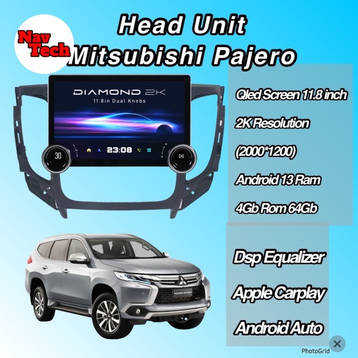 Head unit android 11.5 inch Mitsubishi Pajero Qled Screen 2K 10 CORE
