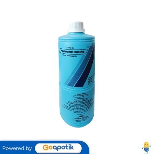 kadaluarsa april-2026 1 Botol isi 1 liter Iodin Betadin Biru Povidone Iodine Kimia Farma 10% 1000 Ml