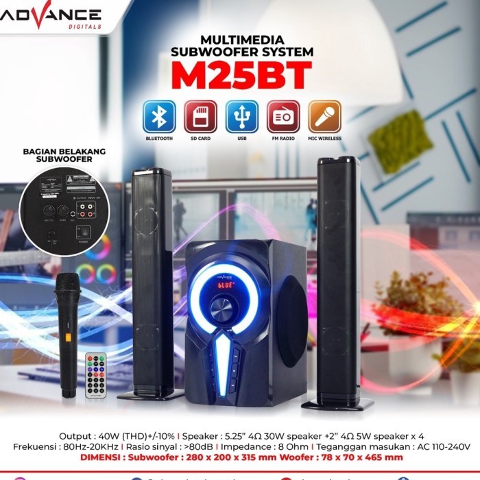 Speaker Advance M25bt Meeting Bluetooth Plus Mic Wireless Karaoke pengajian senam Gitar / M 25 Bt / 