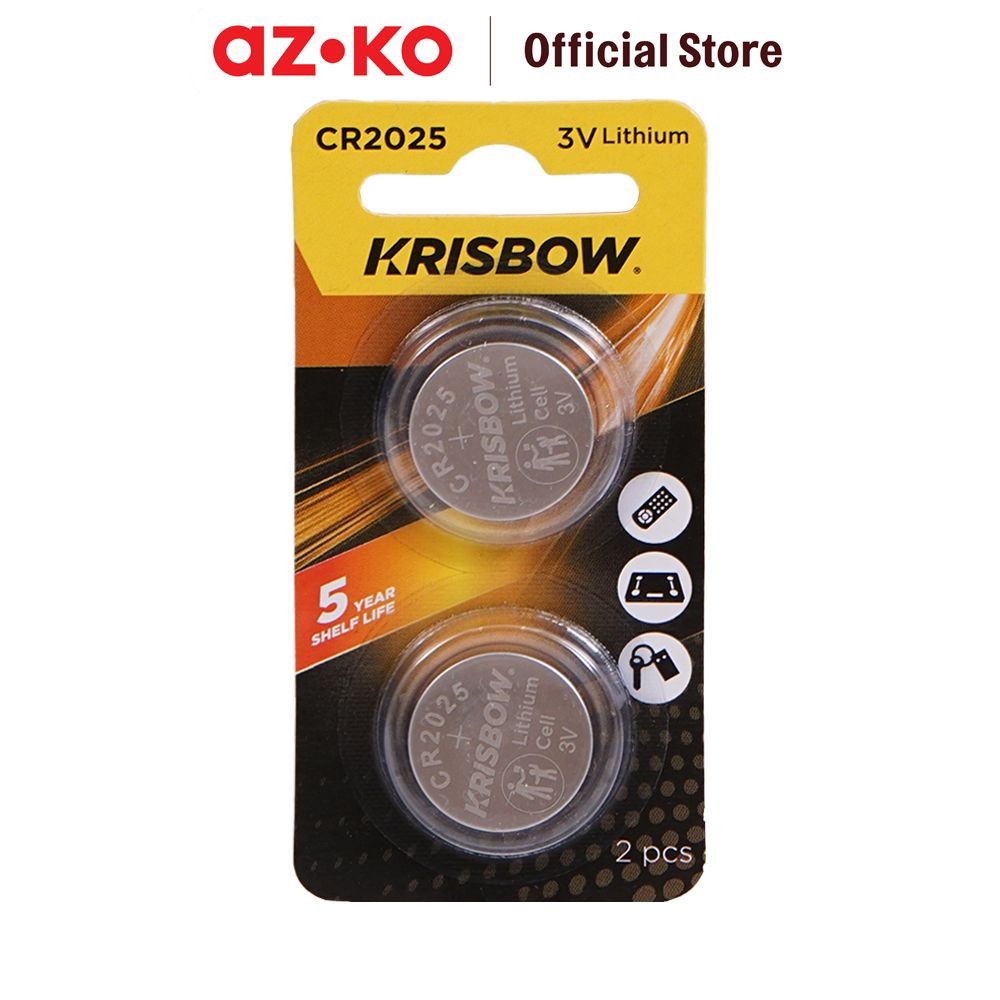 AZKO Krisbow Set 2 Pcs Baterai Kancing Lithium Cr2025 - Silver Batre Cadangan Batre Battery Bateray 
