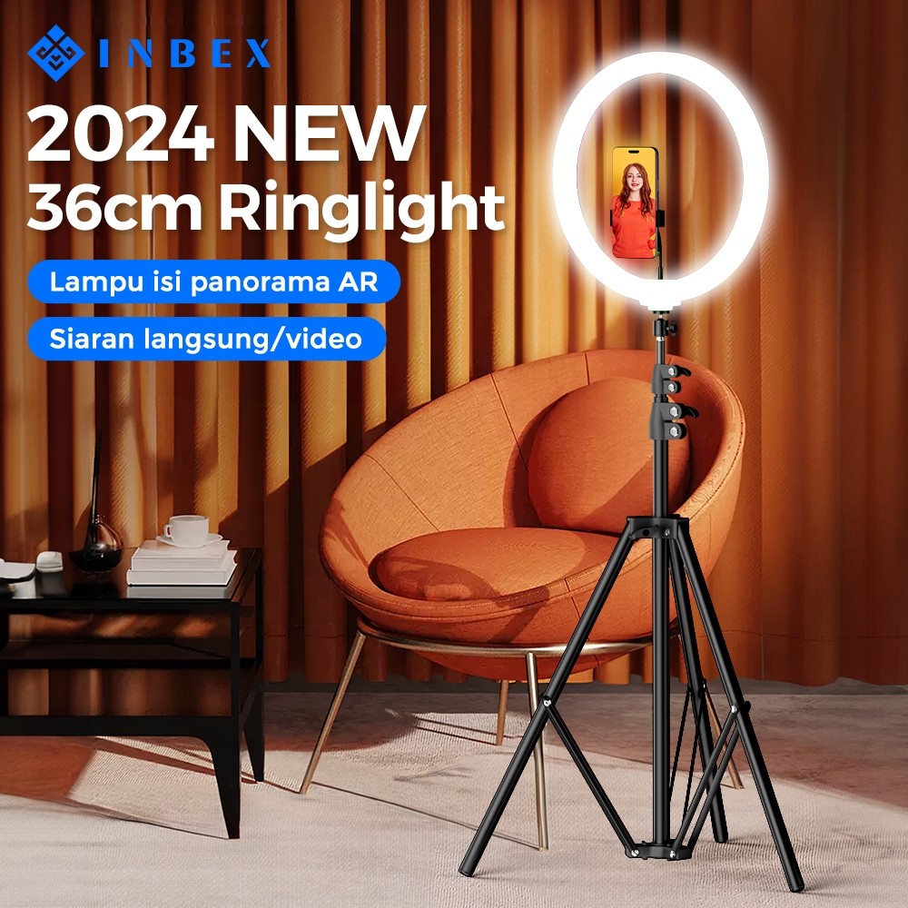 [TERLARIS] INBEX Paket 26/36cm Ring Light+210CM Tripod+Phone Holder for Live Stream Makeup YouTube