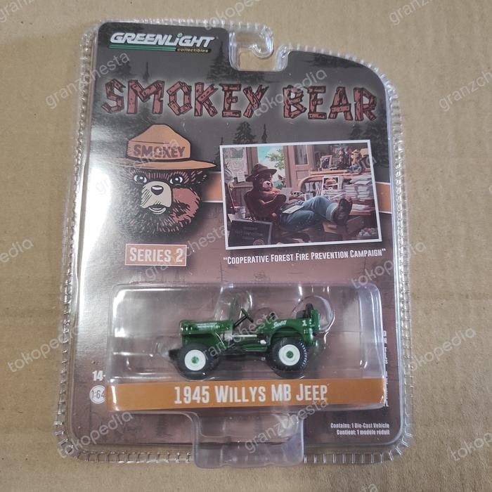 DIECAST GREENLIGHT SMOKEY BEAR SERIES 2 - 1945 WILLYS MB JEEP MINIATUR