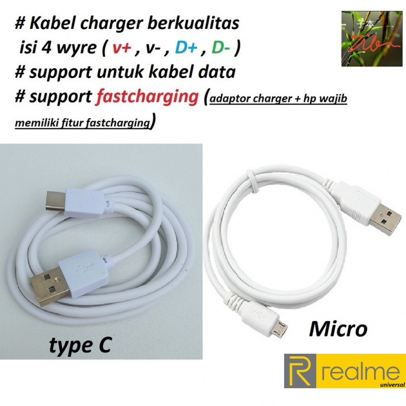 usb C & micro  kabel charger realme narzo 20 (RMX2191 / RMX2193) - realme narzo 20A (RMX2050) - narz