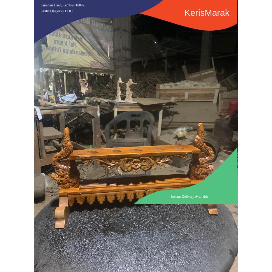 jagrak keris isi 5 dari kayu jati jagrak keris patrem ori sengkelat majapahit mataram kartosuro kart