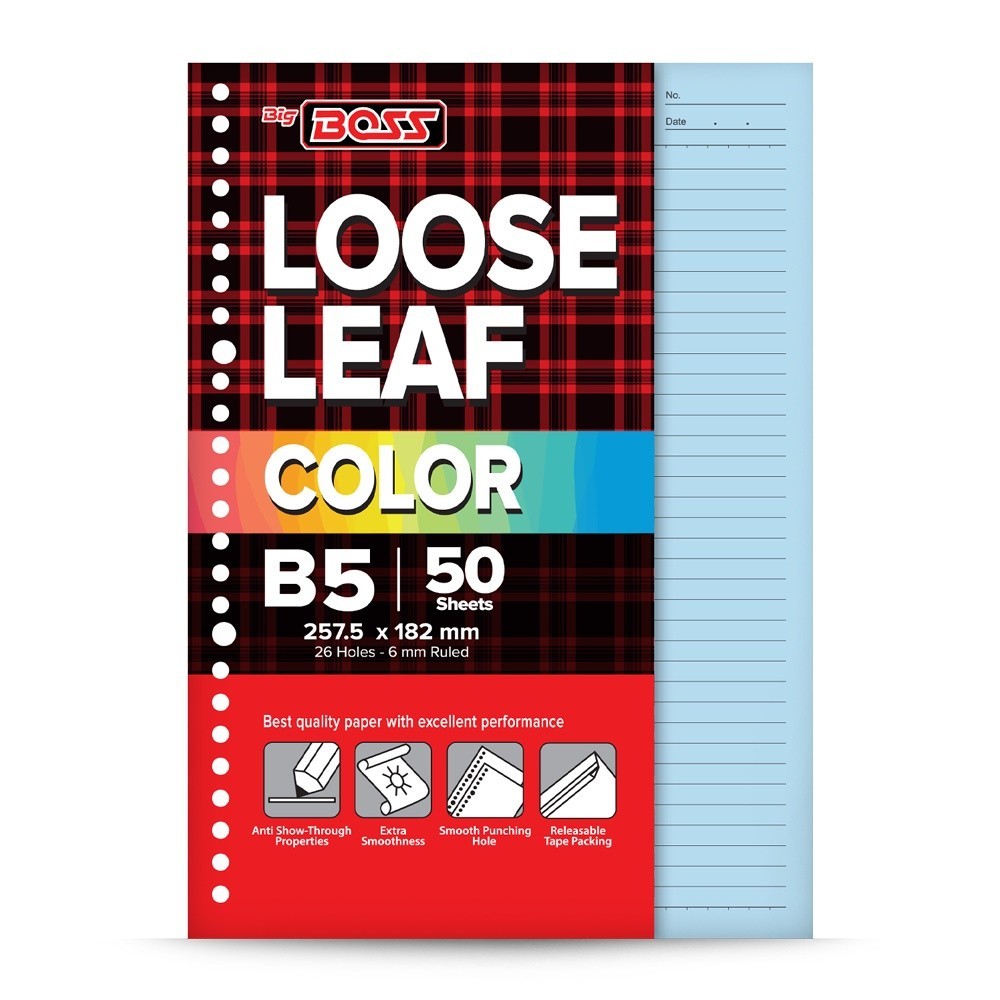 

Isi Binder Loose Leaf BigBoss B5 Warna Rainbow 50 Lembar