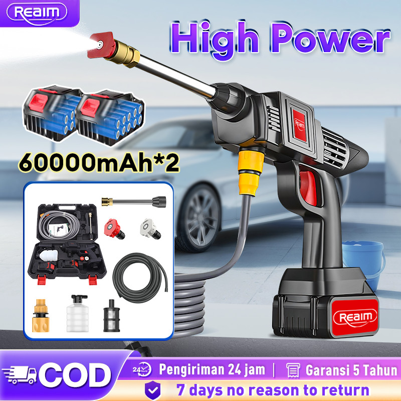 LOWESHOP REAIM Alat Cuci Motor Semprot Cordless Mesin Cuci Mobil Jet Clean [Compatible Makita Batter