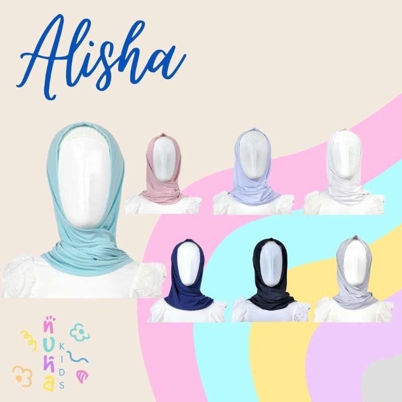 MUNIKSOSHOP  Jilbab Anak Instan Jersey Premium 3 4 5 Tahun Bergo Hijab Alisha Nuha Kids