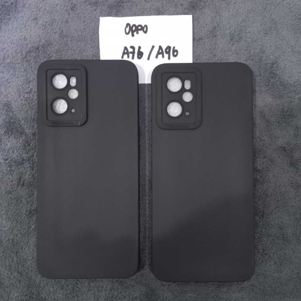 Case Macaron Oppo A76 / Oppo A96 Softcase Black Matte Silikon Case Macaron Pro Camera Hitam Polos ba
