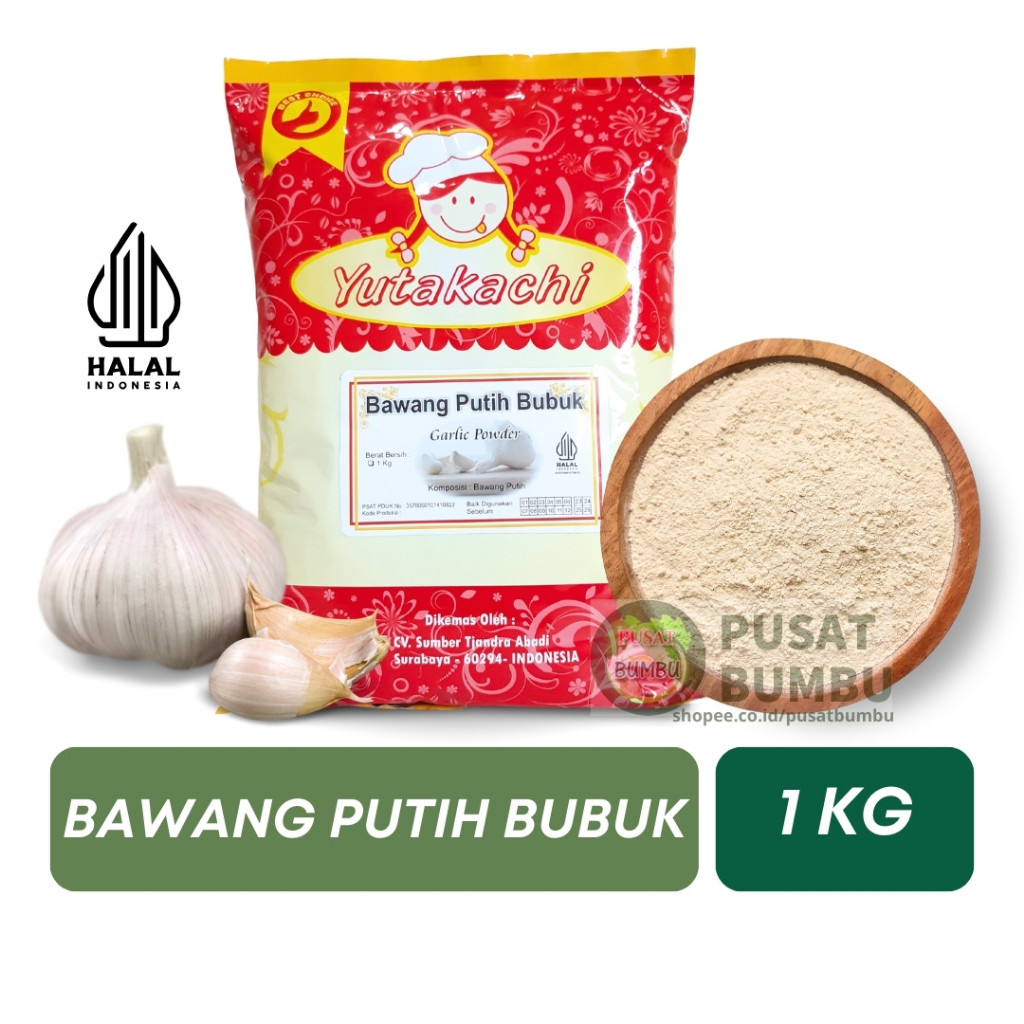 

MURNI Bawang Putih Bubuk 1Kg Yutakachi / Premium Garlic Powder / Pusat Bumbu / Rempah Alami / Termurah