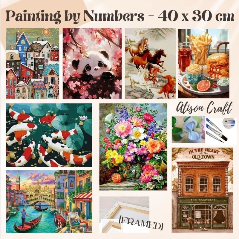 

Framed Paint by Number 40 x 30 cm - Painting Kit 40x30 cm