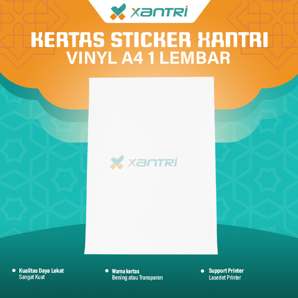 Xantri - Kertas Sticker Vinyl A4 Transparan Kertas Stiker Bening Glossy