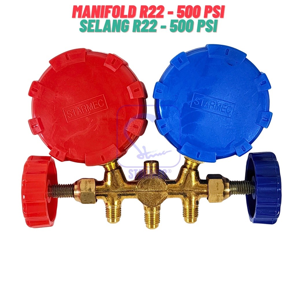 

Manifold AC R22 R410 R32 + Selang R22 Starmec (Knob Plastik) Double RB9