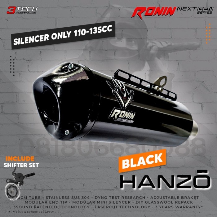 *SILENCER ONLY 110-135CC* Knalpot 3 Suara 3tech Ronin HANZO NextGen