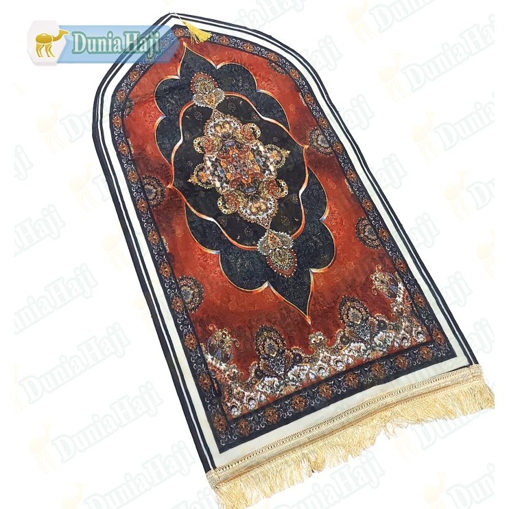 Sajadah Tanggung Kuncir Bulu 53x105cm Anti Licin Slip Tebal Turki Midi - MOTIF65
