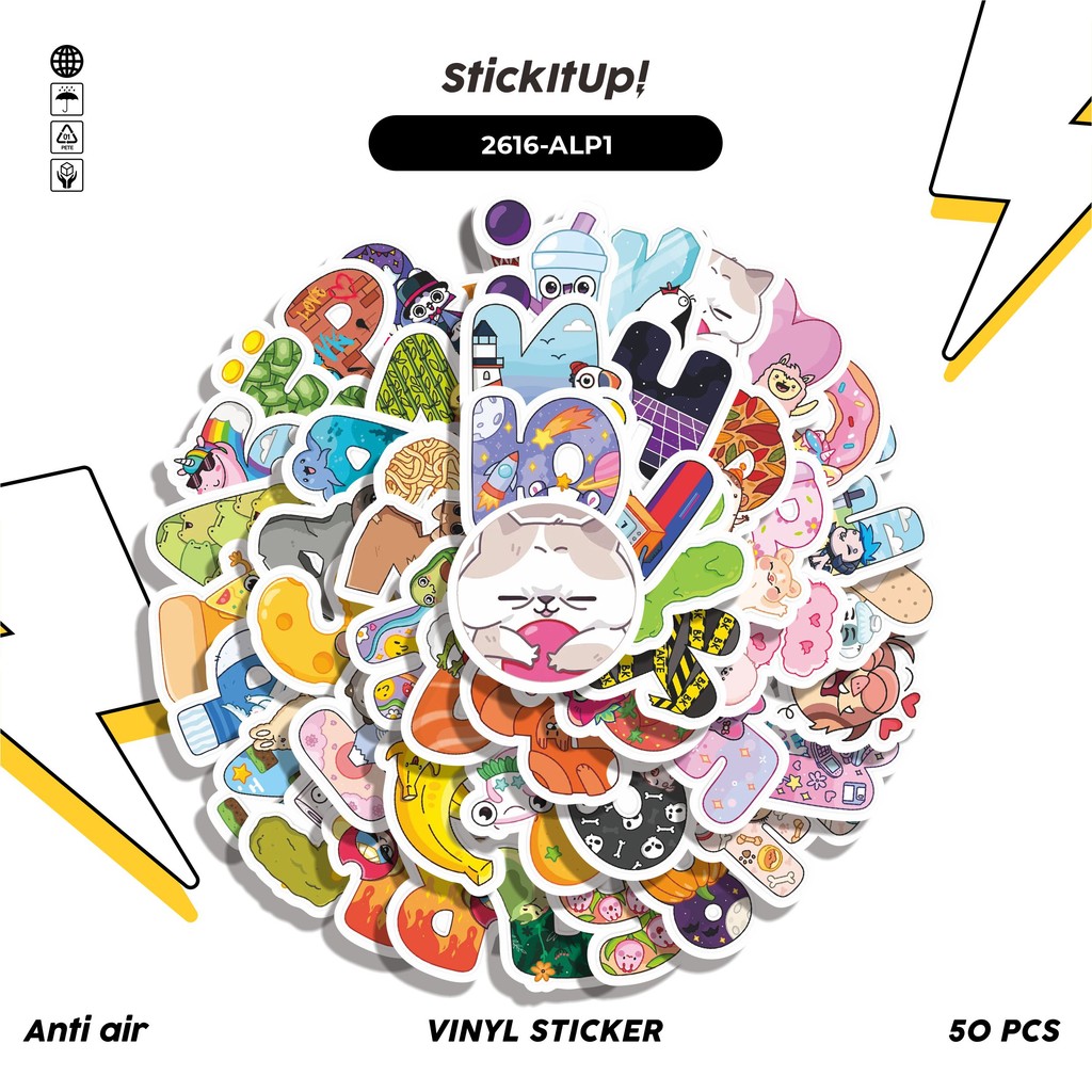

COD✨ 50 Pcs Stiker Pack FUNNY CHARACTER CUTE ALPHABETS Lucu Aesthetic Vynil Waterproof untuk Freebies Sticker Buku Journal Casing HP Laptop