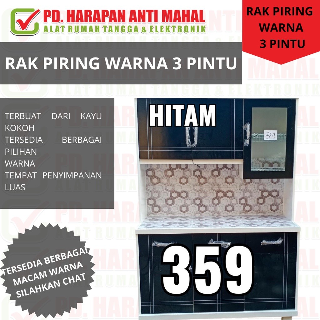ARTA RAK SAYUR WARNA 3PT (RAK SAYUR)*/RAK PIRING DUCO WARNA  3 PINTU / RAK PIRING KAYU 3 PINTU WARNA