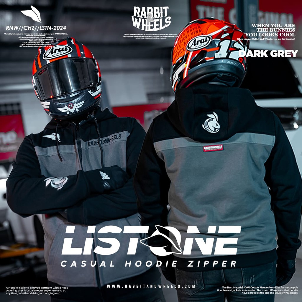 LISTONE CASUAL HOODIE ZIPPER RABBIT AND WHEELS