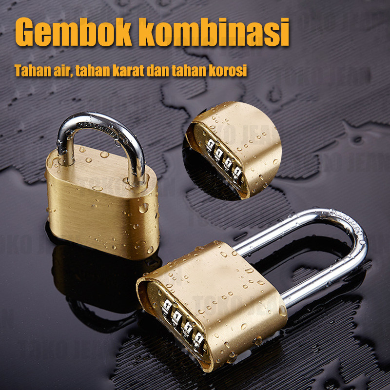 Gembok Kombinasi Anti Potong Waterproof Gembok Kode Angka Kombinasi 4 Digit Gembok Pengaman Anti Air