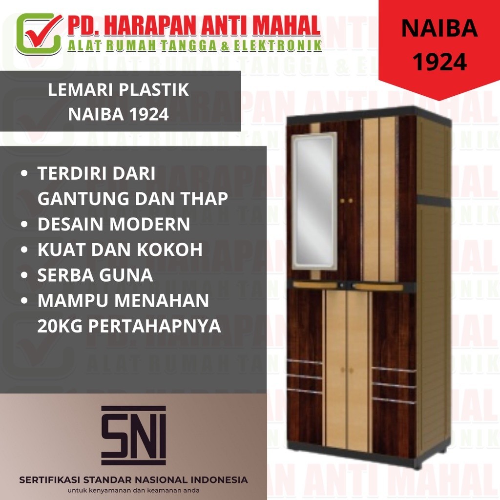 LEMARI PLASTIK NAIBA 1924/ LEMARI PAKAIAN NAIBA 1924/LEMARI BAJU NAIBA 1924/ LEMARI GANTUNG DAN TAHA