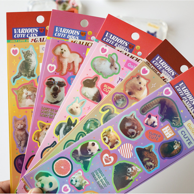 

1Pc Retro American Animal Laser Stickers Scrapbooking Stick DIY Material Stationary Kawaii Art Decoration Supplies