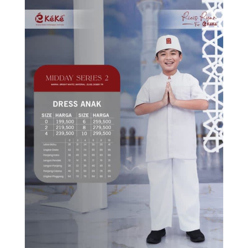 KEKE KOKO ANAK KAP MIDDAY WHITE (LENGAN PANJANG)
