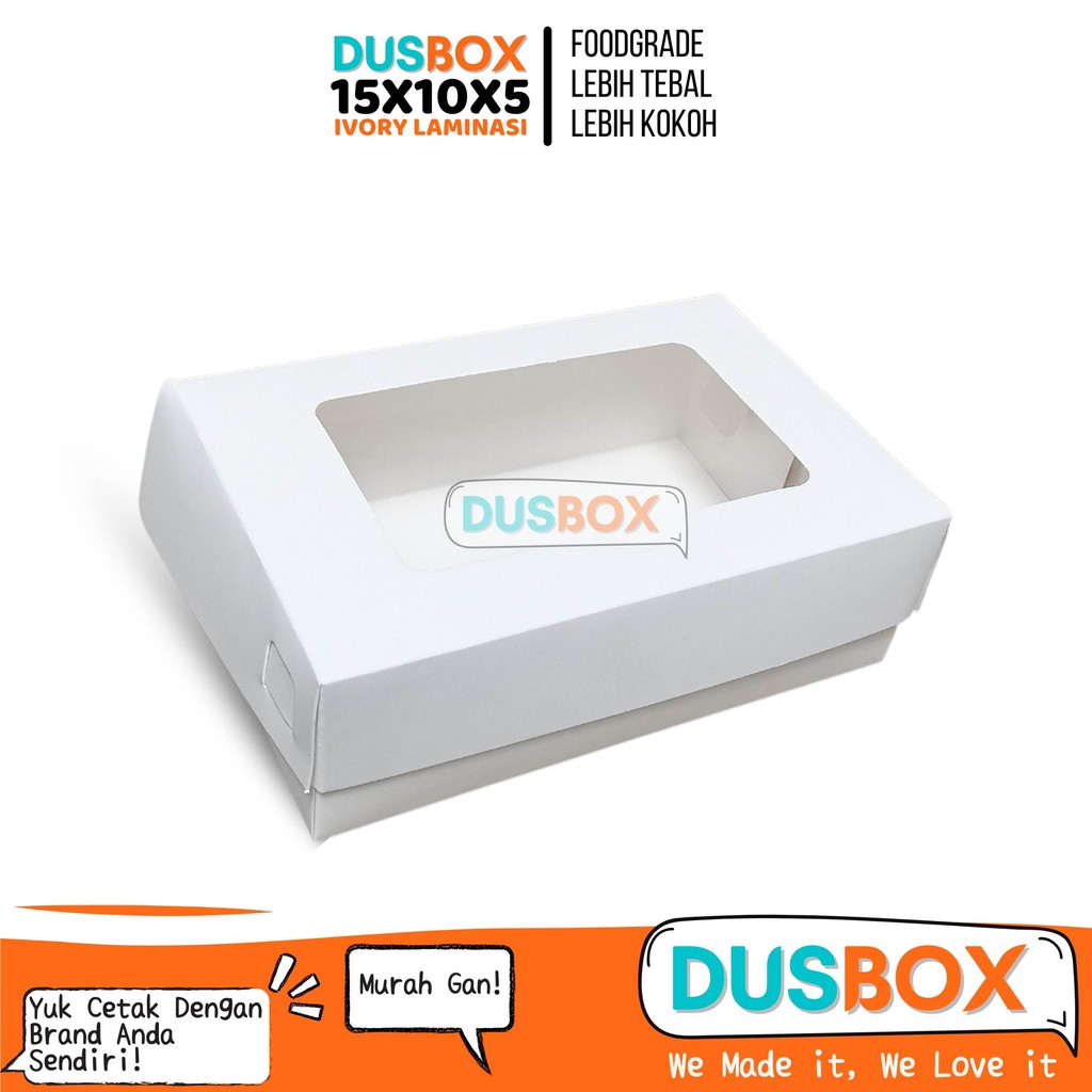 Dus 15x10x5 Ivory / Dus Brownies Box 15x10x5 / Kemasan Brownies Box 15x10x5 / Box Brownies Jendela K