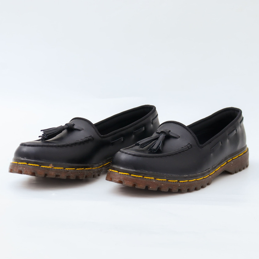 BARBATOS - Loafer Hitam Sepatu Formal Kulit Asli Sepatu Loafer Pria Wanita